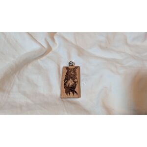 Handmade Wood Burned Pendant – Owl Forest Design – Rustic charm